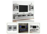 The Living Store Pensili Tv Con Luci Led 2 Pz. Grigio Cemento 40X30X60,5 Cm