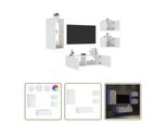 The Living Store Parete Tv 4 Pezzi Con Luci Led Bianche