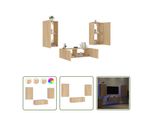 The Living Store Parete Tv 3 Pezzi Con Luci Led Rovere Sonoma