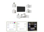 The Living Store Parete Tv 5 Pezzi Con Luci Led Bianco