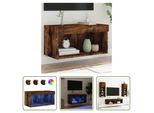The Living Store Mobile Tv Con Luci Led Rovere Fumé 60X30X30 Cm