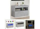 The Living Store Parete Tv Con Luci Led Grigio Cemento 60X30X40 Cm