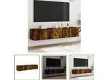 The Living Store Pensili Tv Con Luci Led 2 Pz. Rovere Fumé 80X35X31Cm