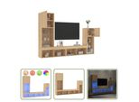The Living Store Parete Attrezzata 4 Pezzi Con Illuminazione A Led Materiale In Legno Rovere Sonoma