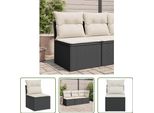 The Living Store Divano Da Giardino Senza Braccioli Con Cuscini In Poly Rattan Nero