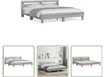 The Living Store Giroletto Con Testiera Grigio Sonoma 200X200Cm In Materiale Ligneo
