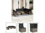 The Living Store Set Di Divani Da Giardino 10 Pezzi Con Cuscini In Poly Rattan Grigio