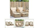 The Living Store Divano Da Giardino A 2 Posti Con Sgabelli Beige Poly Rattan