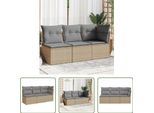 The Living Store Divano Da Giardino Con Cuscini A 3 Posti In Poly Rattan Beige