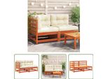 The Living Store Divano Da Giardino Con Cuscini 2 Posti In Legno Di Pino Massiccio Marrone Cera