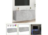 The Living Store Parete Tv Con Luci Led Grigio Cemento 100X35X41 Cm