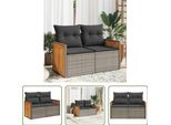 The Living Store Divano Da Giardino A 2 Posti Con Cuscini In Poly Rattan Grigio