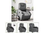 The Living Store Poltrona Relax Con Supporto In Piedi In Pelle Finta Grigia