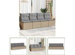 The Living Store Divano Da Giardino Con Cuscini A 4 Posti In Poly Rattan Beige