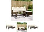 The Living Store Divano Da Giardino A L Con Tavolo E Cuscini In Poly Rattan Marrone