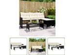 The Living Store Divano Da Giardino A L Con Tavolo E Cuscini In Poly Rattan Nero