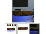 The Living Store Mobile Tv Con Luci Led Rovere Fumé 60X35X15,5 Cm