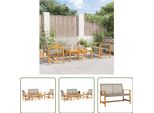 The Living Store Set Da Giardino 5 Pezzi In Poly Rattan Grigio E Legno D'acacia