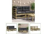 The Living Store Divano Da Giardino Con Cuscini 2 Posti In Legno Di Pino Impregnato
