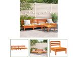 The Living Store Divani Da Giardino Senza Braccioli 4 Pz. Pino Massiccio Marrone Cera
