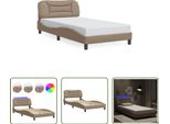 The Living Store Struttura Letto Con Led Cappuccino-Marrone 100X200 Cm In Ecopelle