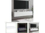 The Living Store Pensili Tv Con Luci Led 2 Pz. Bianco 80X35X31 Cm