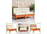 The Living Store Divano Da Giardino Senza Braccioli Con Cuscini Legno Di Pino Marrone Cera