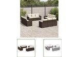 The Living Store Set Di Divani Da Giardino 12 Pezzi Con Cuscini In Poly Rattan Marrone