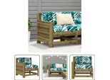 The Living Store Divano Da Giardino Con Bracciolo Cuscino Legno Di Pino Impregnato