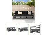 The Living Store Set Da Giardino 3 Pezzi In Legno Di Pino Massiccio Grigio