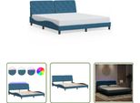 The Living Store Struttura Letto Con Luci Led Blu 180X200 Cm Velluto