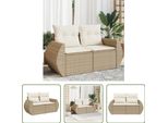 The Living Store Divano Da Giardino Con Cuscini A 2 Posti In Poly Rattan Beige