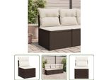 The Living Store Poltrona Da Giardino Senza Braccioli Con Cuscino In Poly Rattan Marrone