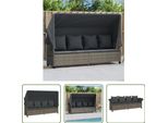 The Living Store Lettino Con Baldacchino E Cuscini In Poly Rattan Grigio