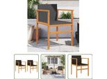 The Living Store Sedie Da Giardino 2 Pezzi In Poly Rattan Nero E Legno Massiccio