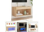 The Living Store Mobile Tv Con Luci Led Rovere Sonoma 60X30X30 Cm