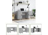 The Living Store Scrivania In Cemento Grigio 140X50X75 Cm Materiale A Base Di Legno