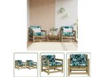 The Living Store Sedie Da Giardino Con Cuscino 2 Pz. Legno Di Pino Impregnato