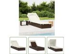 The Living Store Lettino Con Tetto Pieghevole Marrone 213X63X97 Cm Poly Rattan