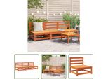 The Living Store Divani Da Giardino Senza Braccioli 3 Pz. Pino Massiccio Marrone Cera