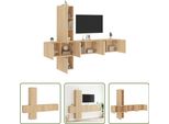 The Living Store Parete Attrezzata 5 Pezzi In Legno Rovere Sonoma