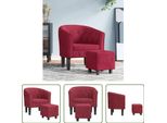 The Living Store Poltrona Club Con Poggiapiedi In Velluto Rosso Vino
