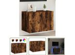 The Living Store Parete Tv Con Luci Led Rovere Fumé 60X35X41 Cm
