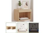 The Living Store Comodini A Parete Con Luci Led 2 Pezzi Rovere Sonoma