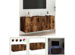 The Living Store Parete Tv Con Luci Led Rovere Fumé 100X35X41 Cm