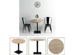The Living Store Tavolo Da Bistrot Rotondo In Mdf E Acciaio 80 X 75 Cm Effetto Rovere