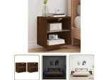 The Living Store Comodini A Parete Con Luci Led 2 Pz. Aspetto Rovere Marrone