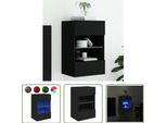 The Living Store Mobile Tv A Parete Con Luci Led Nero 40X30X60,5 Cm