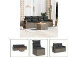The Living Store Set Di Divani Da Giardino 5 Pezzi Con Cuscini In Polirattan Grigio