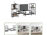 The Living Store Mobile Tv Nero 206,5X28,5X95 Cm Materiale In Legno